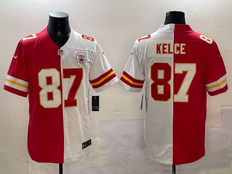 Men Kansas City Chiefs 87 Kelce White red 2025 Nike Vapor Limited NFL Jersey style 4